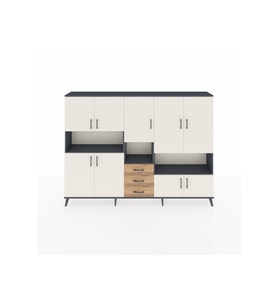 Arges Dolap 13 Raflı 3 Çekmeceli 9 Kapaklı 220x30x163 Antrasit-Aytaşı/Çam