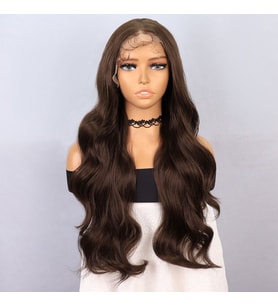 Koyu Kumral Fiber Sentetik Front Lace Tül Peruk