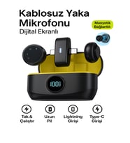 Lightinin Type-C Uyumlu 320mAh Dijital Ekranlı 2.4G Kablosuz Çift Yaka Mikrofonu Pro++