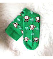 Yeşil Yılbaşı Temalı Noel Baba Desenli Çorap