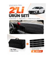 e-biz HYUNDAİ ELANTRA (2020-2026) Uyumlu Torpido Örtüsü + Tay Tüyü Bagaj Çantası - Siyah - HU018