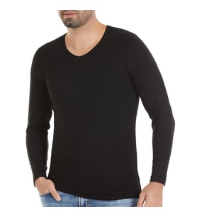 6 Adet Yıldız Erkek Bambu Uzun Kol T-Shirt Fanila Siyah 486