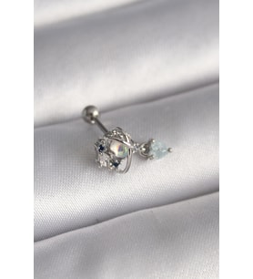 316L Çelik Gümüş Renk Zirkon Taşlı Sallantı Kalp Detay Tragus Piercing TJ-PR1361