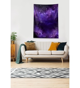 Mor Galaksi Desenli Leke Tutmaz Kadife Kumaş Duvar Örtüsü Duvar Halısı Tapestry (Mor-Lacivert)