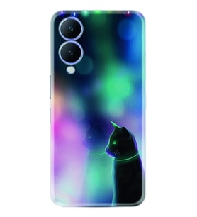Vivo Y17S Kılıf Silikon Desen Özel Seri Window Cat 1787