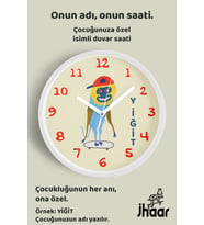 İsme Özel Kaykaylı Artist Maymun Çocuk Odası Duvar Saati Orta Boy 30 cm Beyaz Camlı Sessiz