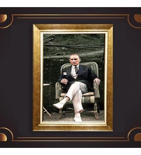 Özel Seri Paspartulu Çerçeveli Atatürk Tablo l33 (Gold)