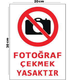 Metal Fotoğraf Çekmek Yasaktır 20cm x 30cm A4 Büyüklüğünde Uyarı Levhası Yönlendirme Tabelası
