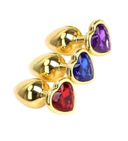 Fastieshop Kalp Mücevherli Çelik Gold  Plug - 3'lü Set