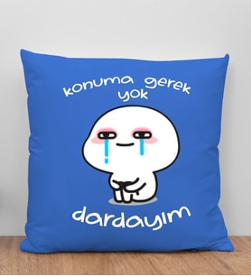 BK Gift Dardayım Tasarımlı Mavi Kırlent Yastık, Arkadaşa Hediye, Ev Dekorasyonu, Ev Hediyesi-1