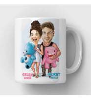 Kişiye Özel Ponçik Sevgililer Karikatürlü Kupa Bardak