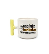 Haddiniz Hariç Her B*ku Biliyorsunuz Baskılı Siyah Kulplu T Kupa - Komik Hediye Bardak Fincan Mug