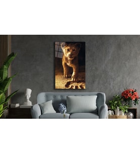  Aslan Hayvan Temperli Cam Tablo