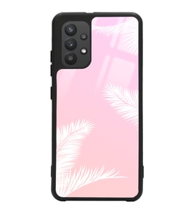 Samsung A32 Uyumlu Beyaz Palmiye Tasarımlı Glossy Telefon Kılıfı
