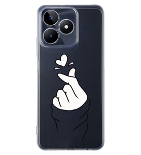 Realme C53 Uyumlu Kalp Desenli Şeffaf Telefon Kılıfı