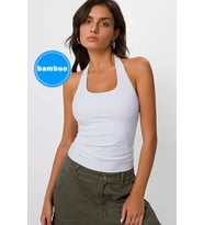 Şiir Sibut Kadın Boyundan Geçmeli Bambu Kare Yaka Tulum Top & Bluz - Beyaz (Beyaz)