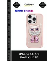 iPhone 16 Pro Kedi Kılıf 3D Cep Koruyucu Cihaz Kabı