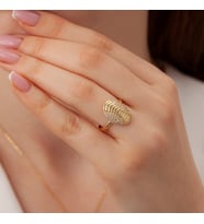 925 Ayar Gümüş Yüzük Zirkon Taşlı Altın,Rose,Beyaz Renk Seçenekleriyle (Sarı)