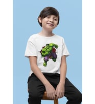 Hulk Baskılı Unisex Avengers Film Kahramanı Çocuk Tişört (1-12 Yaş)