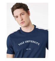 Koton Baskılı Lisanslı Yale Lacivert Erkek T-Shirt 6SAM10031MK