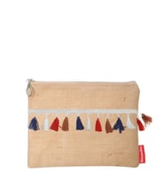 Baghashtag Trabzon Renkli Pon Pon Püsküllü Jüt Clutch Bez Çanta (Kahverengi)