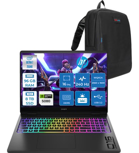Hp Omen Max 16-AH0010NT Intel Core Ultra 9 275HX 96GB Ddr5 4tb SSD + 4tb SSD 16GB Nvıdıa RTX5080 16 Inç 2k Wqxga 240Hz 3ms IPS Freedos Siyah OB92QREAF24 + Zetta Çanta