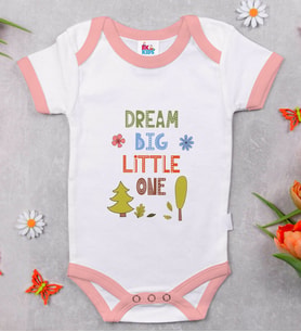 BK Kids Dream Big Little One Tasarımlı Pembe Bebek Body Zıbın-1