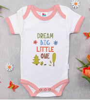 BK Kids Dream Big Little One Tasarımlı Pembe Bebek Body Zıbın-1