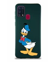 Samsung Galaxy M31 Soft Premier Kapak Donald Duck-D Tasarımlı Silikon Kılıf - Yeşil (Şeffaf)