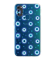 PrintiFy Samsung Galaxy M30S ile Uyumlu Nazar Boncuğu 1 Baskılı Kamera Korumalı Şeffaf Silikon Kılıf