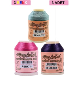 3 Adet Altınbaşak Oya ve Dantel İpi 20 gr - Royaleks - No: 005 - 432 - 357