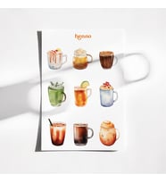 Soğuk Kahve Temalı Sticker Seti (1 adet A6)  Ajanda, Planlayıcı, Journal Çıkartma (Çok Renkli)