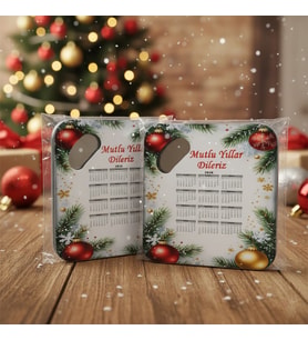 Yılbaşı Açacak Magnet Kare Yeni Yıl Konseptli Buzdolabı Süsü Naylon Ambalajlı Promosyon Hediye