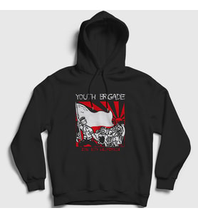 Presmono Unisex Siyah Sink With Kalifornija Youth Brigade Kapüşonlu Sweatshirt 432387tt