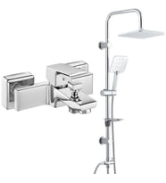 ECA Tiera Banyo Bataryası+T-MAY Banyo Çamlıca Kare Tepe Duş Takımı Seti Paslanma (Krom)