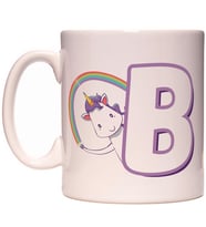 B Harfi Unicorn Boynuzlu At Tasarım Renkli Harfli Kupa Bardak