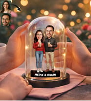 BK Gift Kişiye Özel Sevgiliye Karikatürlü Led Işıklı Cam Fanus Biblo -4, Romantik Hediye, Ev Hediyesi, Sevgiliye Hediye