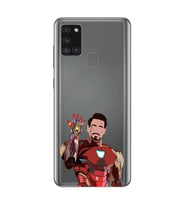 Samsung Galaxy A21S Uyumlu Iron Man Desenli Şeffaf Telefon Kılıfı