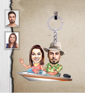 Kişiye Özel Sevgili Karikatürlü Ahşap Anahtarlık  Model 19-Eco