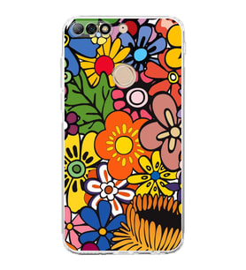 PrintiFy Huawei Y7 2018 ile Uyumlu Retro Color 2  Kamera Korumalı Şeffaf  Kılıf