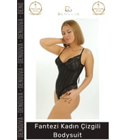 Modern Esnek Seri Özel Tasarım Fantezi Zarif Şık Kadın Rahat Büyüleyici Çizgili Bodysuit