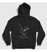 Presmono Unisex Beyaz Yüzüklerin Efendisi Güç Yüzükleri Rings Of Power Kapüşonlu Sweatshirt 363980tt (Siyah)