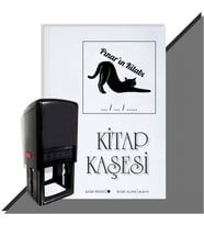Kişiye Özel  Sevimli Kedi 14 Tarihli Kitap Kaşesi (Siyah)