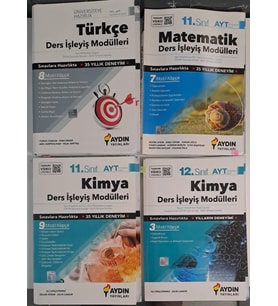 AYDIN YAYINLARI TYT - AYT - 11. VE 12. SINIF KİMYA - MATEMATİK VE TÜRKÇE DERS İŞLEYİŞ MODÜLLERİ ( 2.EL )