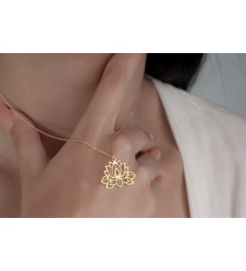 Lotus Çiçeği Kolye, Minik Lotus Takılar, Lotus Çiçeği Charm Kolye