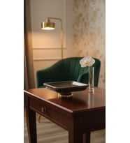 EL YAPIMI MERMER TAŞLI BRONZ DESENLİ TABAK (Siyah-Gold)