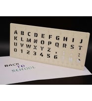 3D Baskı Alfabe, Rakam ve Cetvel Şablonu - Yazı Çizim Kalıbı - Bej