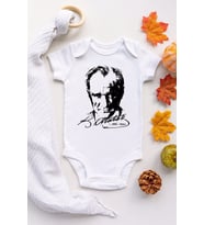 Unisex Bebek Beyaz Atatürk Kısa Kol Çıtçıtlı Body Zıbın