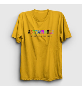 Presmono Unisex Sarı Astroworld V4 Travis Scott T-Shirt 44576tt (Sarı)