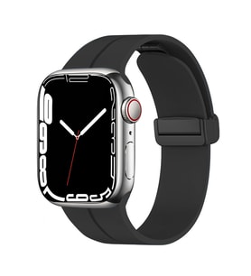 Apple Watch 44mm Uyumlu Kordon Silikon Metal Mıknatıslı Toka Zore KRD-84 Kayış (Siyah)